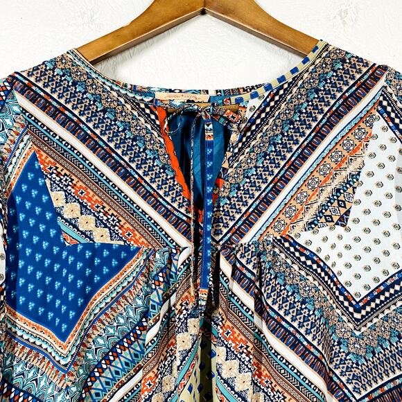 Gibson Latimer Tunic Peasant Top Casual 3/4 Sleeve Keyhole Loose Fit - L - Picture 2 of 4